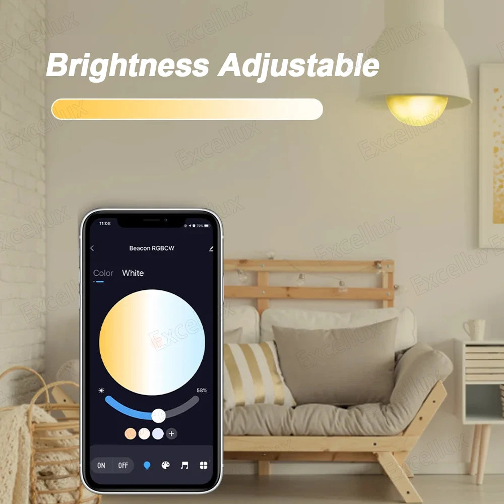 Lâmpada LED Inteligente Tuya E27 15W - WiFi/Bluetooth, RGB, Alexa/Google, 220V/85-265V