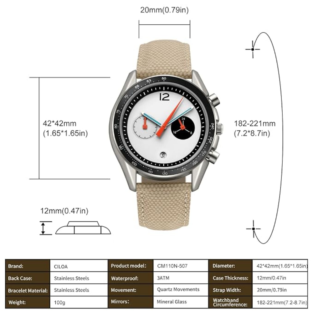 Relógio Masculino CILOA 507 — Luxo Minimalista, Movimento Quartz Japonês & Bracelete em Couro