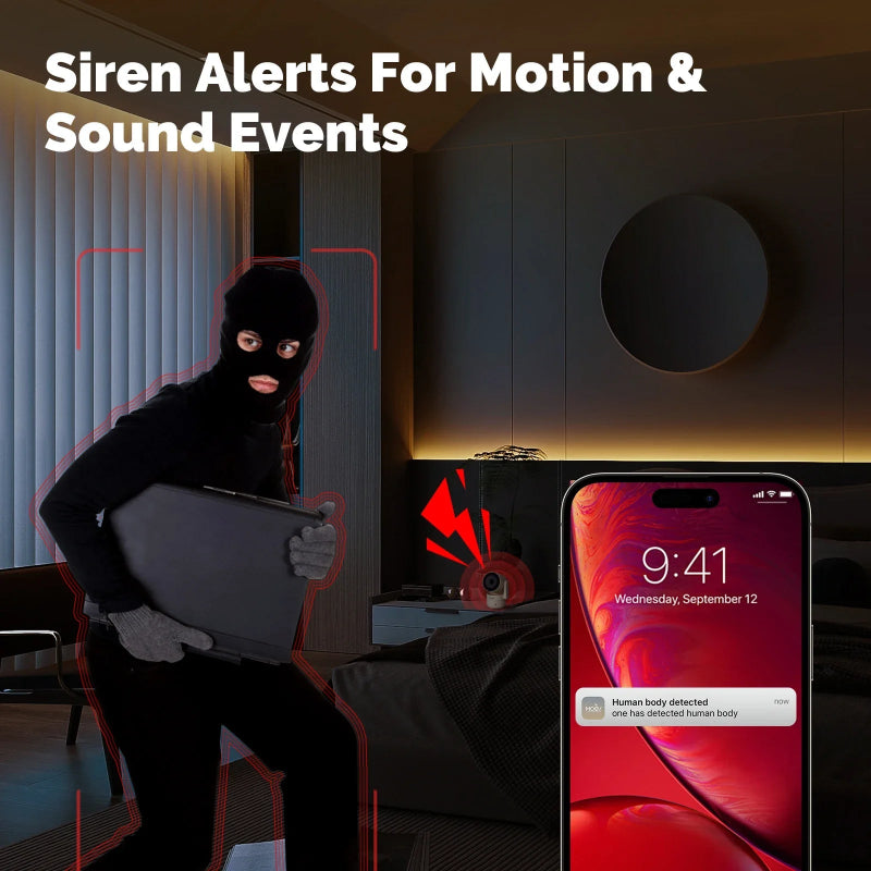 Câmara Segurança Interior WiFi 4MP PTZ MOES - Visão Noturna, Detecção Movimento/Som, Patrulha