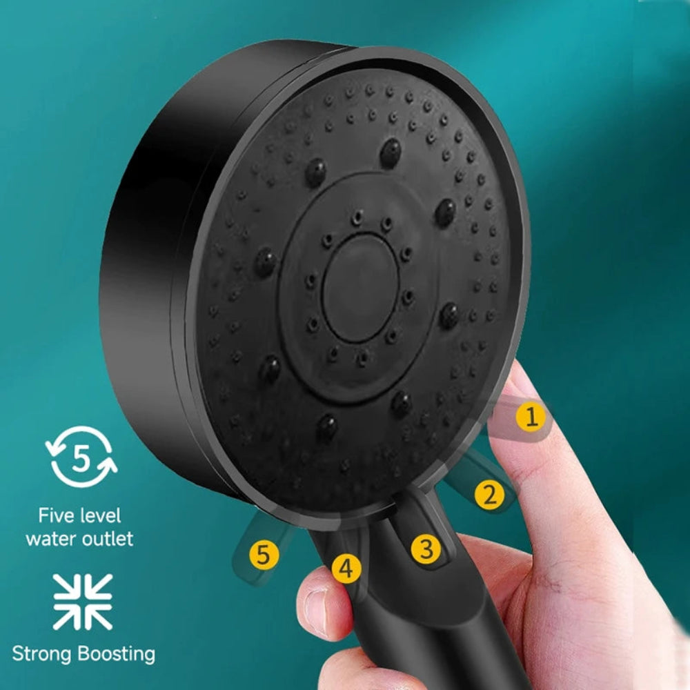 Chuveiro 6 Jatos Alta Pressão Multifuncional - Massagem, Ajustável, Grande Bocal