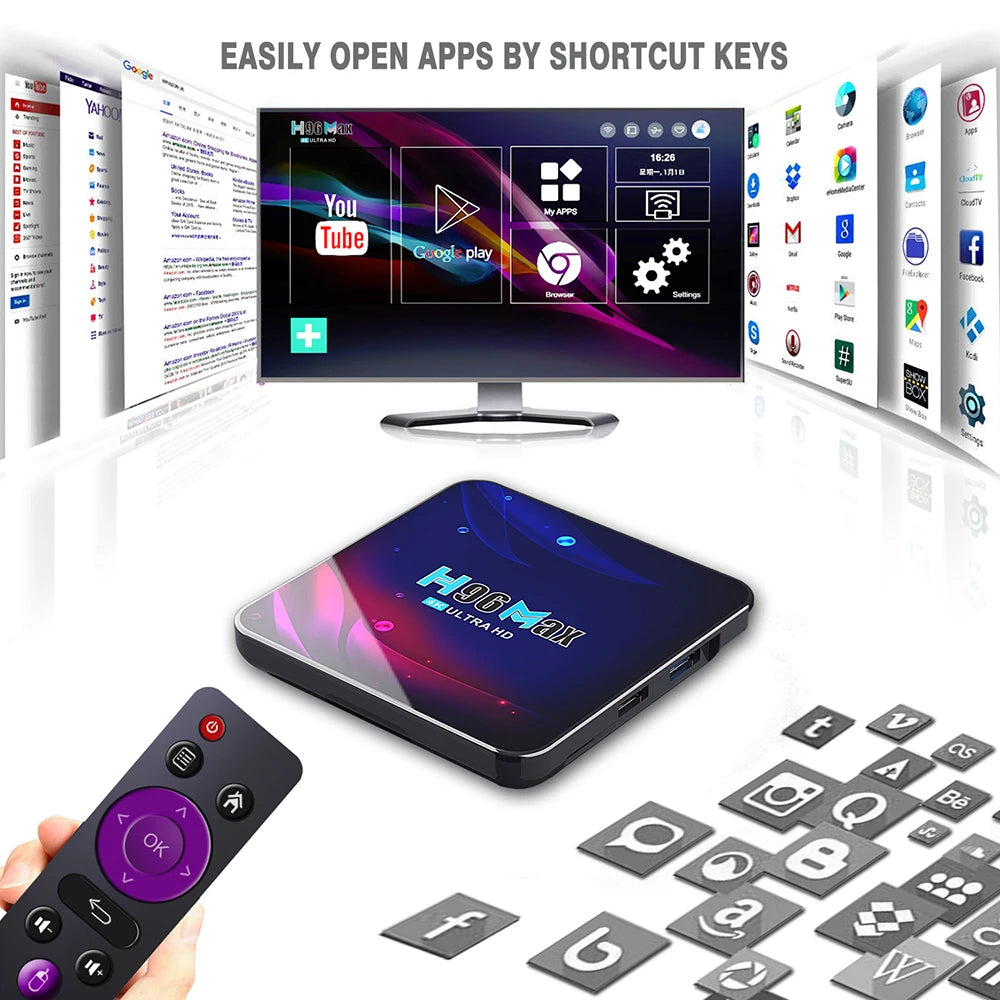 Caixa De Tv Android 11, 4gb Ram, 64gb Rom, 4k Hd, Com Wifi E Bluetooth