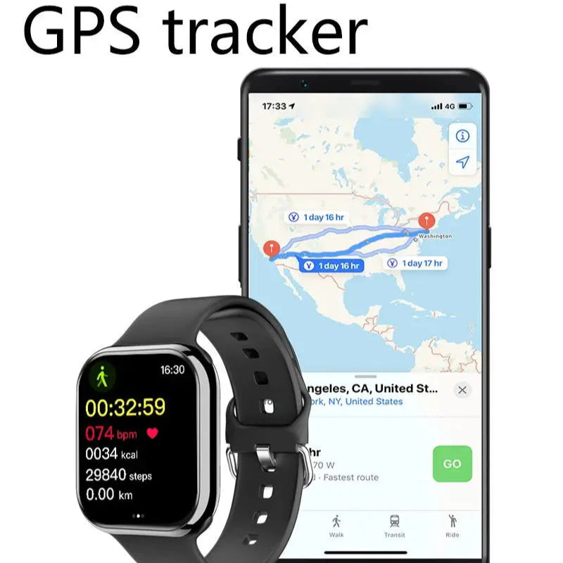 Smartwatch GPS Série 10 - 2025, Chamada BT, Saúde, 1.9" HD, Carregamento Sem Fios, Frequência Cardíaca Pressão Arterial