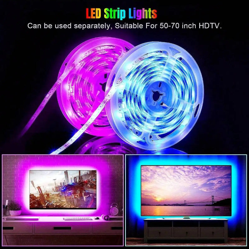Fita LED USB RGB 1-30M - Tuya APP, 5050, Decoração Quarto/TV, Mudança Cor