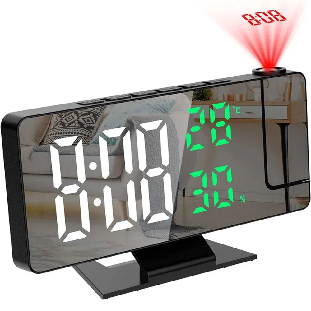 Despertador Digital LED com Projeção - Teto/Parede, Temperatura, Soneca, Visor Grande