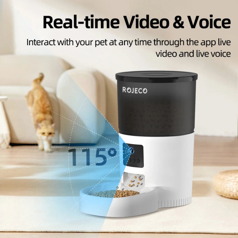 Alimentador Automático Inteligente Versão com Câmera 3L - WiFi, Recarregável, Gatos/Cães, Controlo Remoto