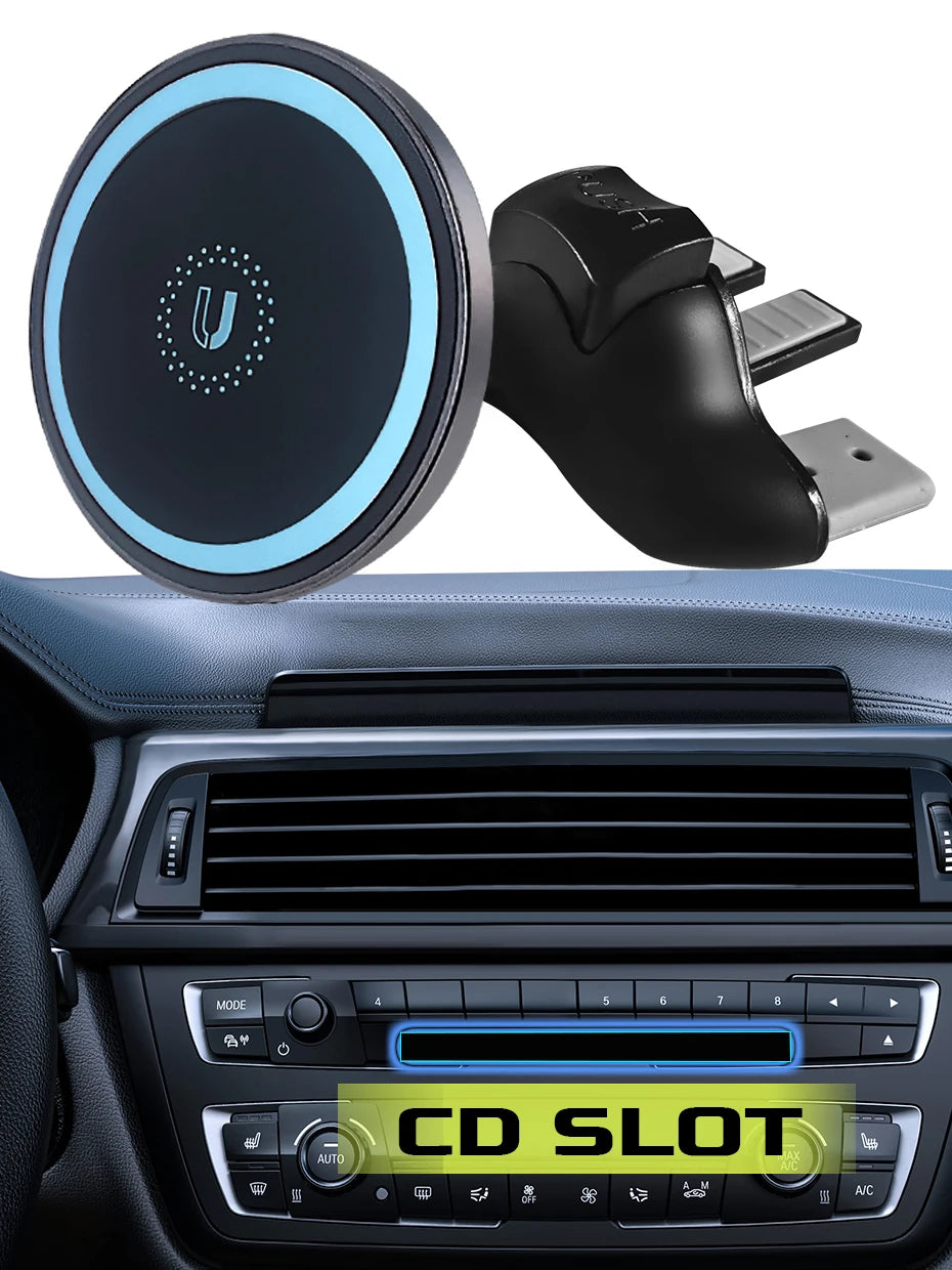Suporte Magnético Telemóvel CD Carro - MagSafe, Ajustável, Universal, iPhone/Outros