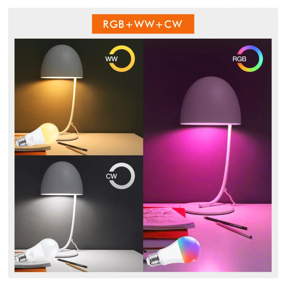 Lâmpada LED Inteligente Bluetooth Tuya 15W E27 - RGB+CW+WW, Milhares de Cores