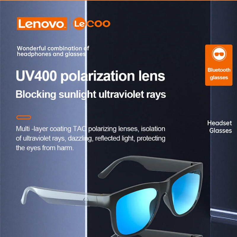 Óculos Fone de Ouvido Sem Fios Lenovo Lecoo C8 - Bluetooth 5.0, Som Hi-Fi, Condução Segura