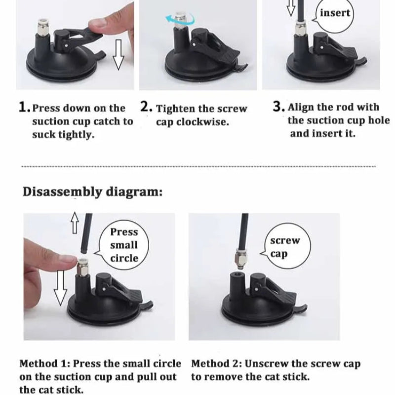 Brinquedo Interativo Gato Pena e Sino - Varinha, Ventosa, Destacável, Diversão Garantida