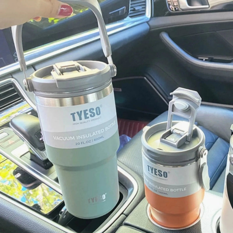 Térmica Tyeso 600/750/900/1050/1200ML - Aço Inox, 6-12h Quente/Frio, Alça