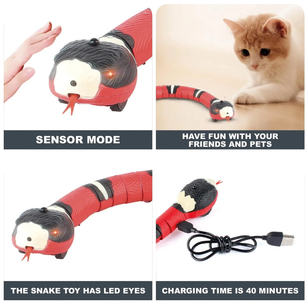 Brinquedo Interativo Gato Cobra Elétrica - Sensor Inteligente, USB, Movimento Realista