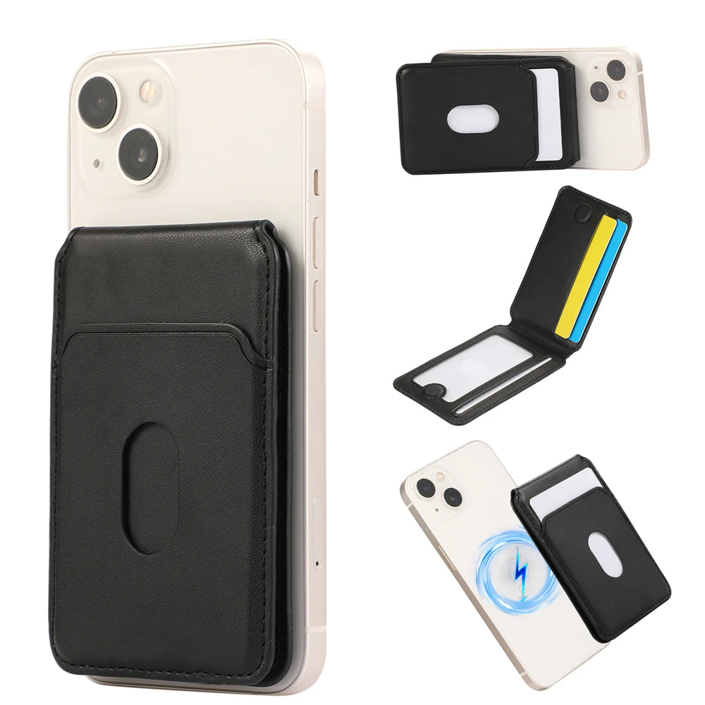 Carteira Magnética MagSafe Couro - Porta-Cartões, iPhone/Samsung, Várias Cores