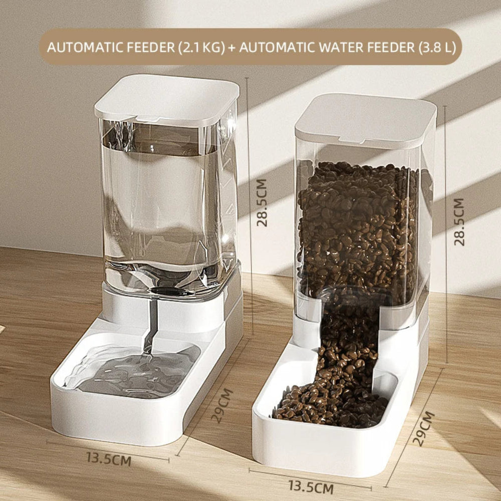 Alimentador Automático Cães/Gatos - Água e Comida, Transparente, Grande Capacidade