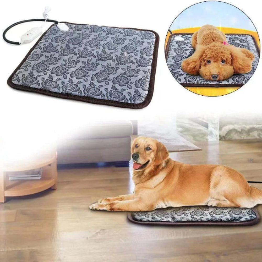 Tapete Aquecido Animal Estimação - Temp. Ajustável, Impermeável, Temporizador, Cães/Gatos