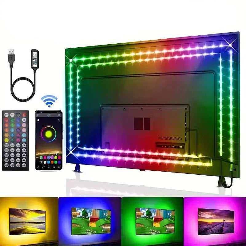 Fita LED USB 5V 5050 RGB - Bluetooth/WiFi/Alexa, 1m-30m, Decoração Quarto/TV