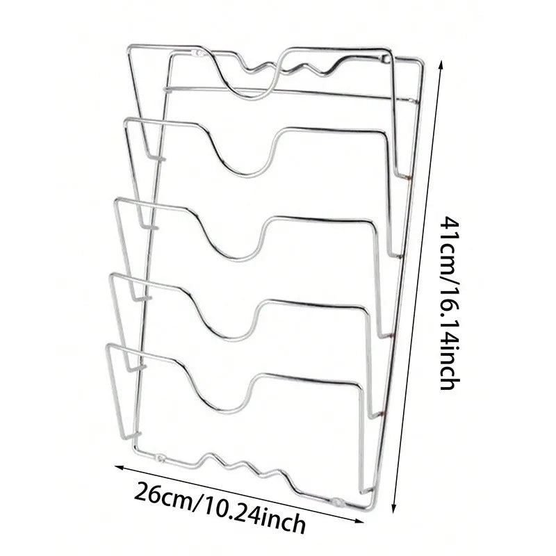 Organizador Tampas Panela Aço Inox - 5 Camadas, Parede/Armário, Cozinha