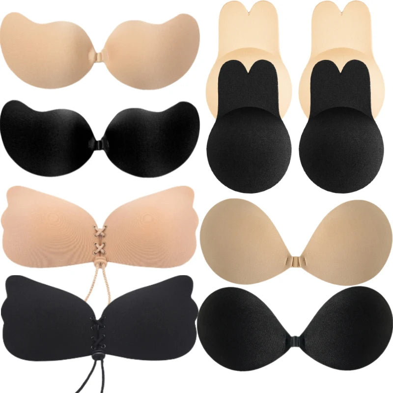 Sutiã Nude Invisível Push Up - Adesivo Silicone, Levanta Seios, Sem Costuras, Casamento/Festas