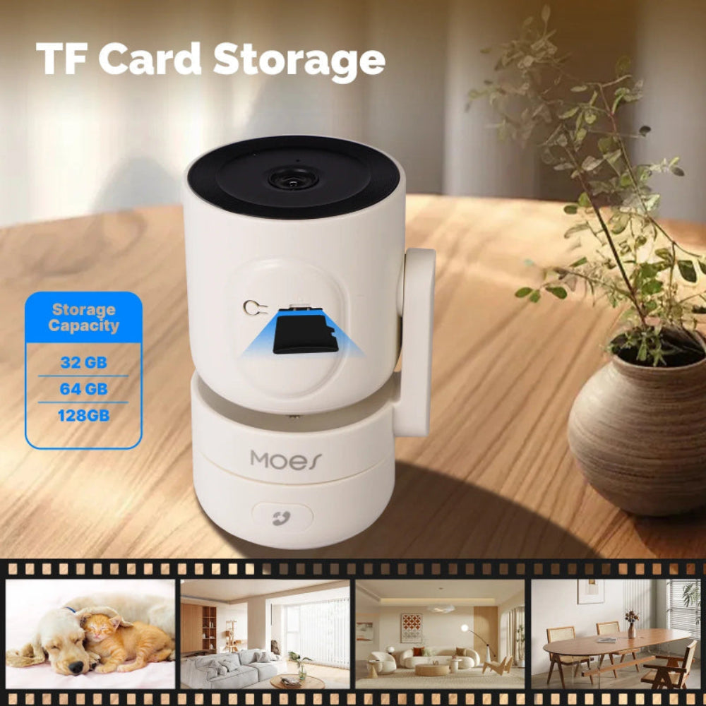 Câmara Segurança Interior WiFi 4MP PTZ MOES - Visão Noturna, Detecção Movimento/Som, Patrulha