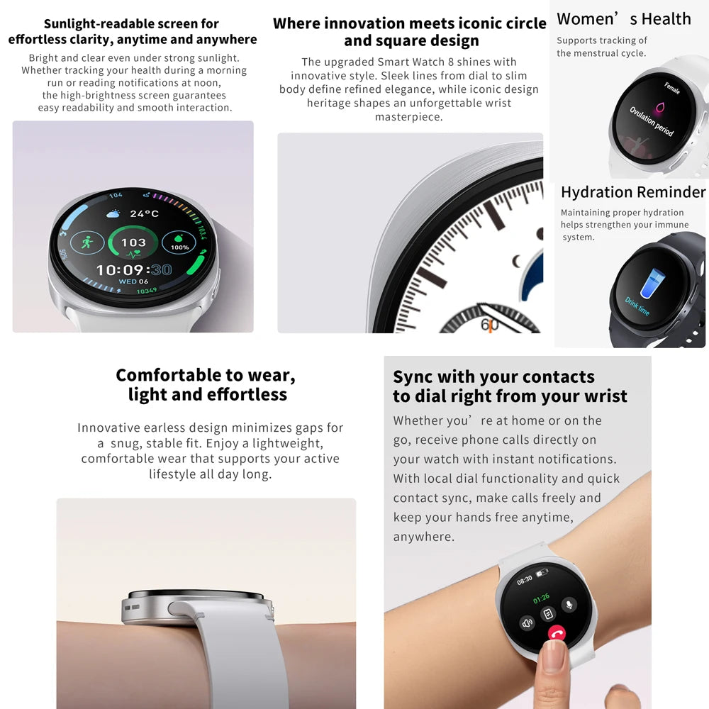 Relógio Inteligente Desportivo 2026 – Smartwatch Unissexo com Chamadas, NFC, Monitor Cardíaco e Controlo de Sono