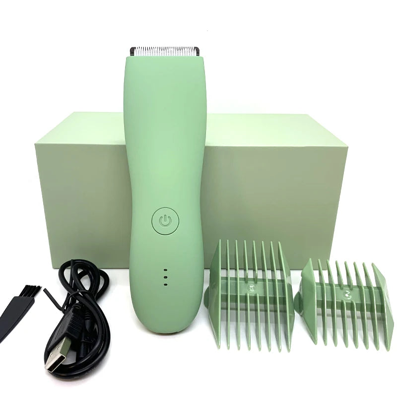 Aparador de Pelos Corporais Masculino IPX7 - Lâmina Cerâmica, 90min, Base Carregamento