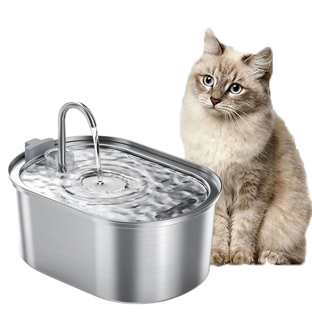 Fonte de Água Inteligente 3.2L - Aço Inox, Filtração Dupla, Silenciosa, Gatos/Cães