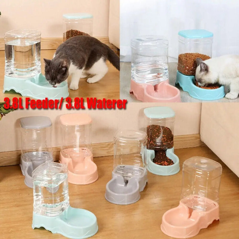 Alimentador Automático 3.8L - Cães/Gatos, Água e Comida, Grande Capacidade, Material PP