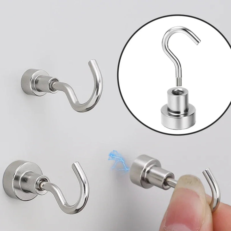 Ganchos Magnéticos Fortes - 05/ 10 Peças, Resistentes, Chaves/Cozinha/Banheiro, 1.5kg/2kg