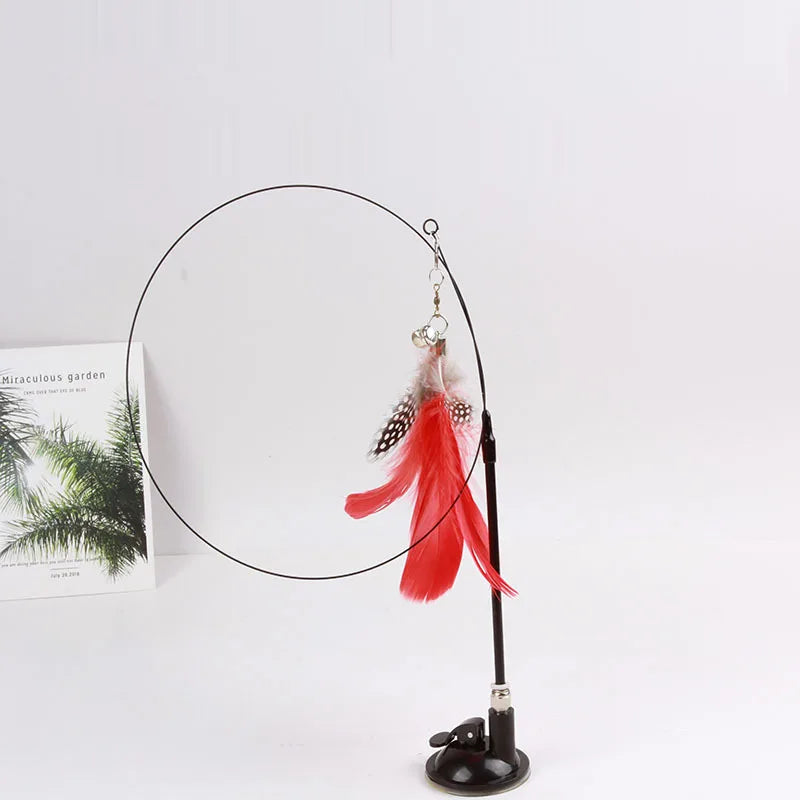 Brinquedo Interativo Gato Pena e Sino - Varinha, Ventosa, Destacável, Diversão Garantida