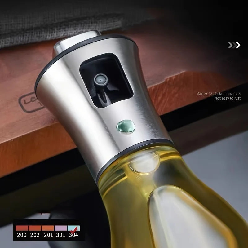 Frasco Spray Óleo Aço Inoxidável 200ml - Pulverizador Azeite, Óleo Cozinha, Air Fryer