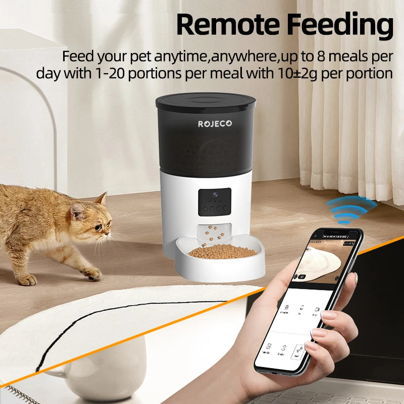 Alimentador Automático Inteligente Versão com Câmera 3L - WiFi, Recarregável, Gatos/Cães, Controlo Remoto