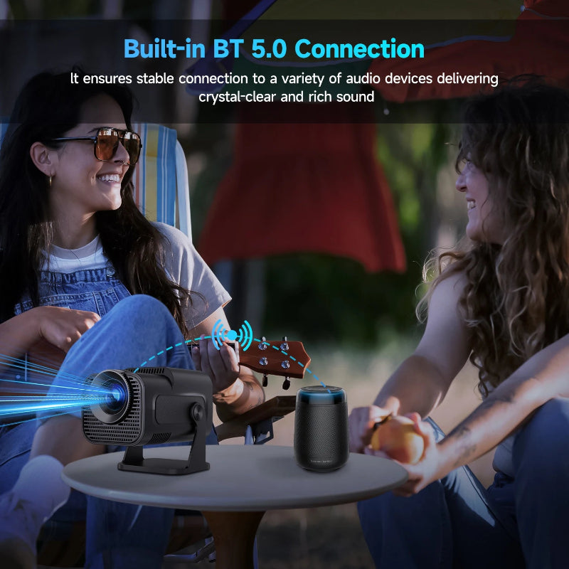 Projetor HY320 Mini 720P Android 11 4K - 300ANSI, WiFi6, BT5.0, 180° Rotativo, Cinema Portátil