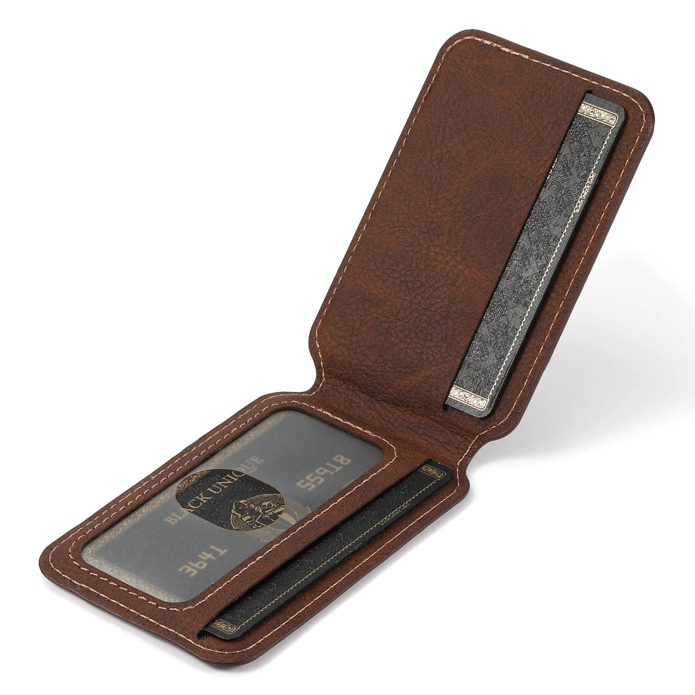 Capa Couro MagSafe com Porta-Cartões com Suporte Magnético - iPhone/Samsung, Anti-Riscos, Resistente à Água