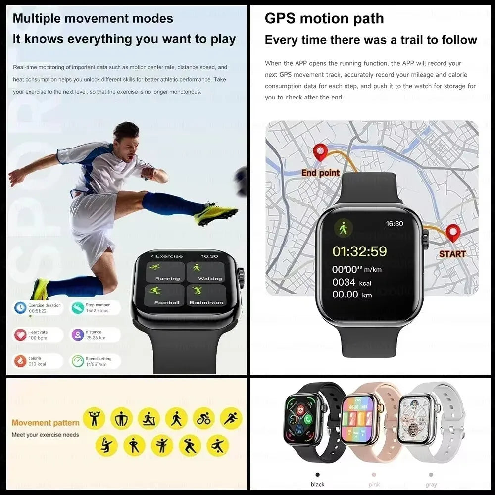 Smartwatch DT Series 10 GPS — Ecrã Always-On, NFC & Chamadas Bluetooth