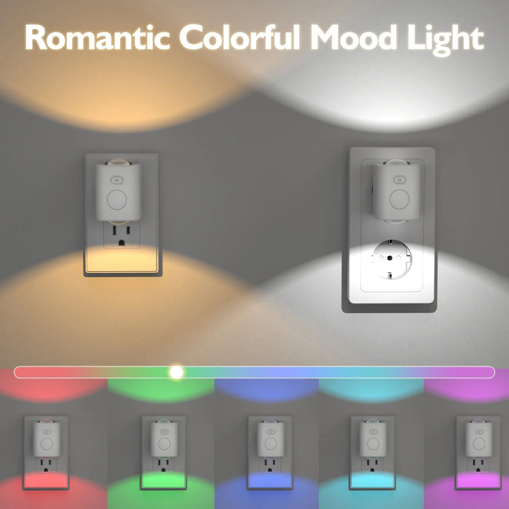 Lâmpada de Parede LED com Sensor Automático – Luz de Presença RGB 7 Cores para Corredores e Quartos