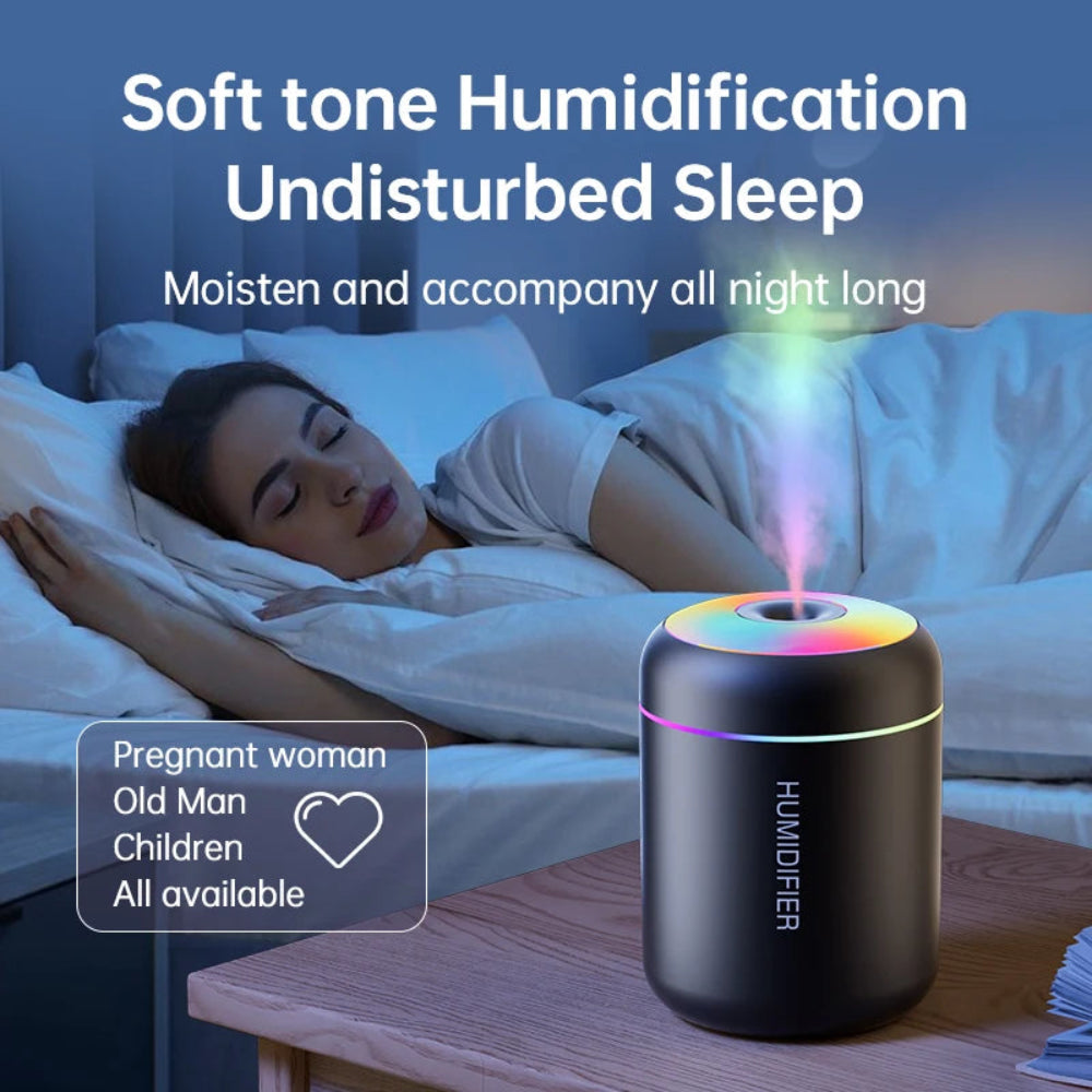 Mini Umidificador de Ar 180ML USB - Difusor Aroma, Aromaterapia, Luzes LED, Casa/Carro