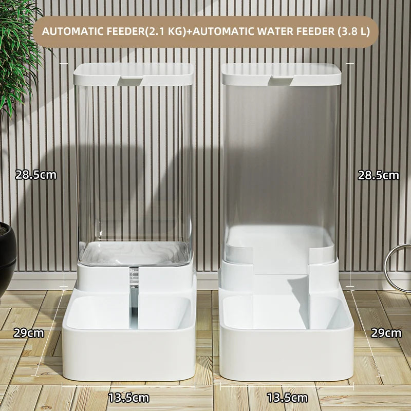 Alimentador Automático Cães/Gatos - Água e Comida, Transparente, Grande Capacidade