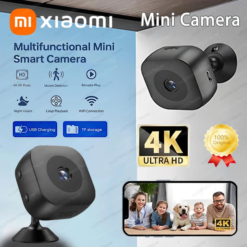 Mini Câmara IP WiFi 4K Xiaomi - Detecção Movimento, Visão Noturna Colorida, Interior/Exterior, App