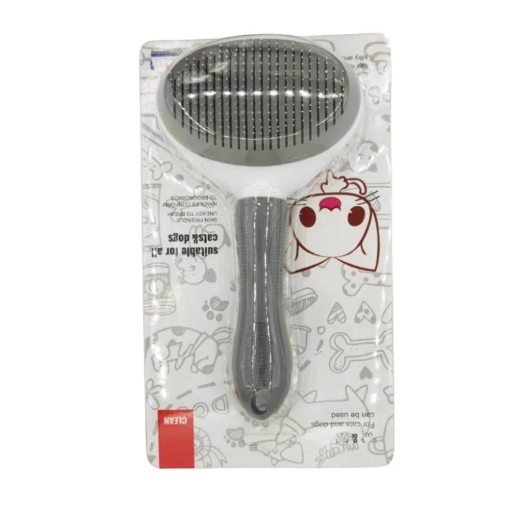 Pente Autolimpante para Cães e Gatos - Remoção Fácil de Pelos, Massagem, Limpeza Rápida