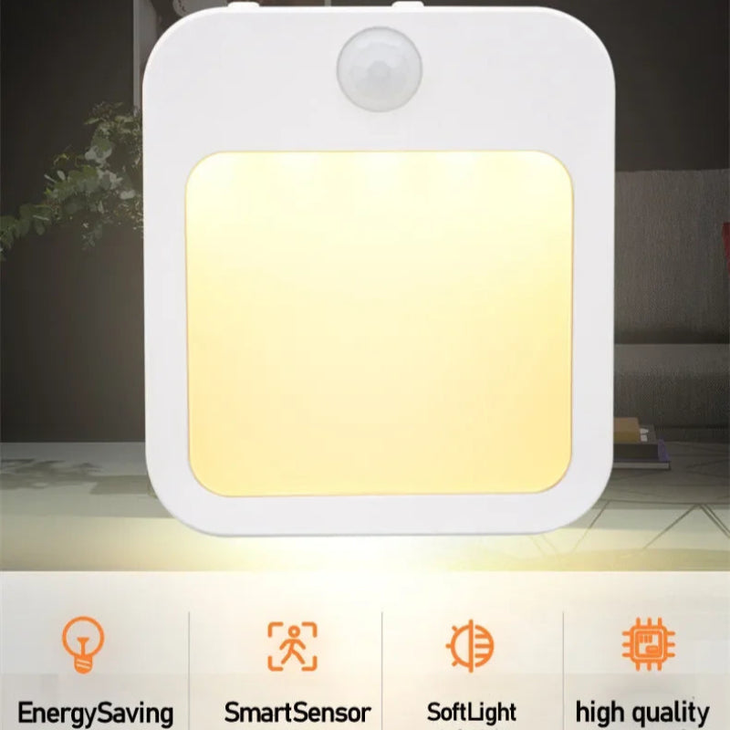Luz Noturna LED Sensor Movimento - Quente/Frio, Regulável, Tomada EU