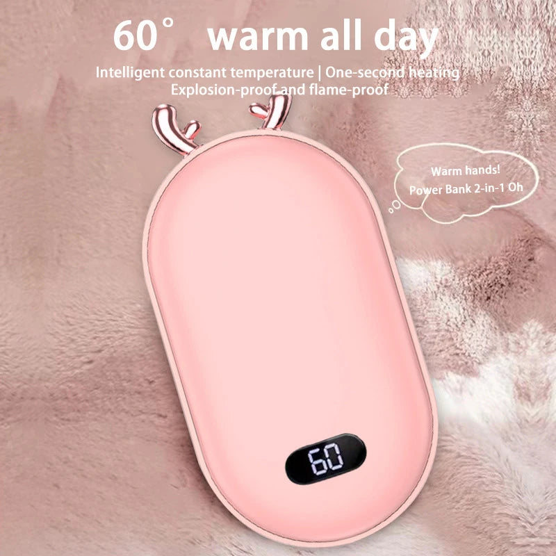 Aquecedor de Mão Xiaomi 2 em 1 10000mAh - Power Bank, Temp. Ajustável, 10h Calor, Inverno