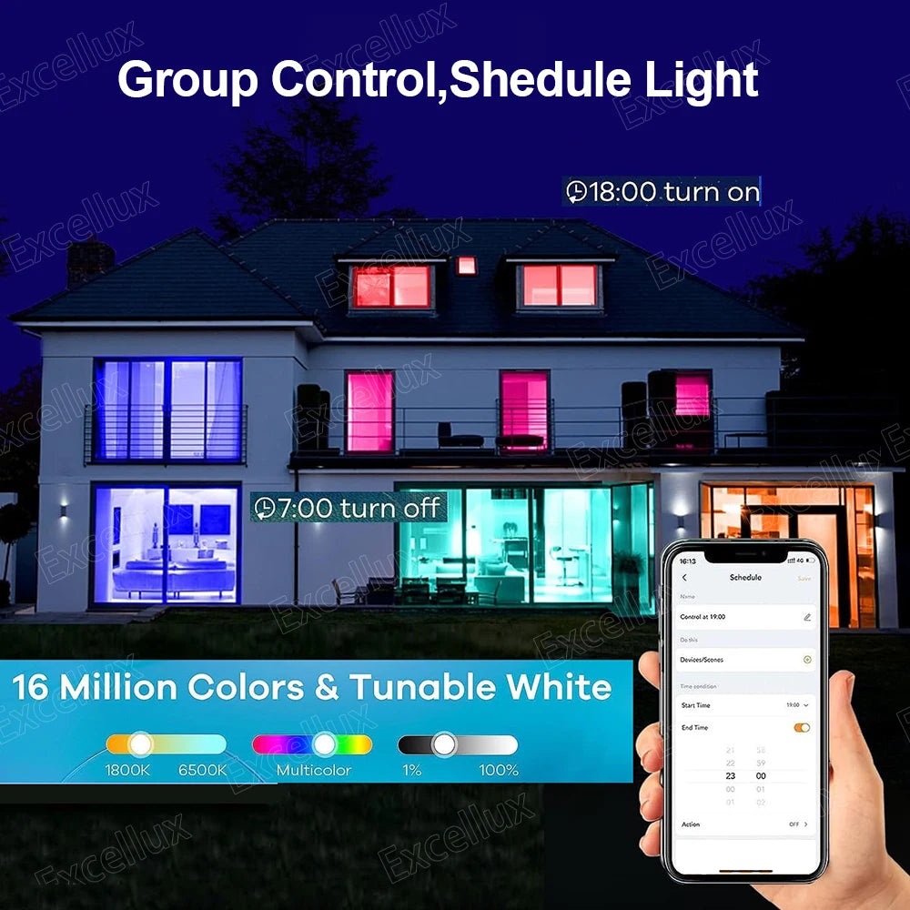 Lâmpada LED Inteligente Tuya E27 15W - WiFi/Bluetooth, RGB, Alexa/Google, 220V/85-265V