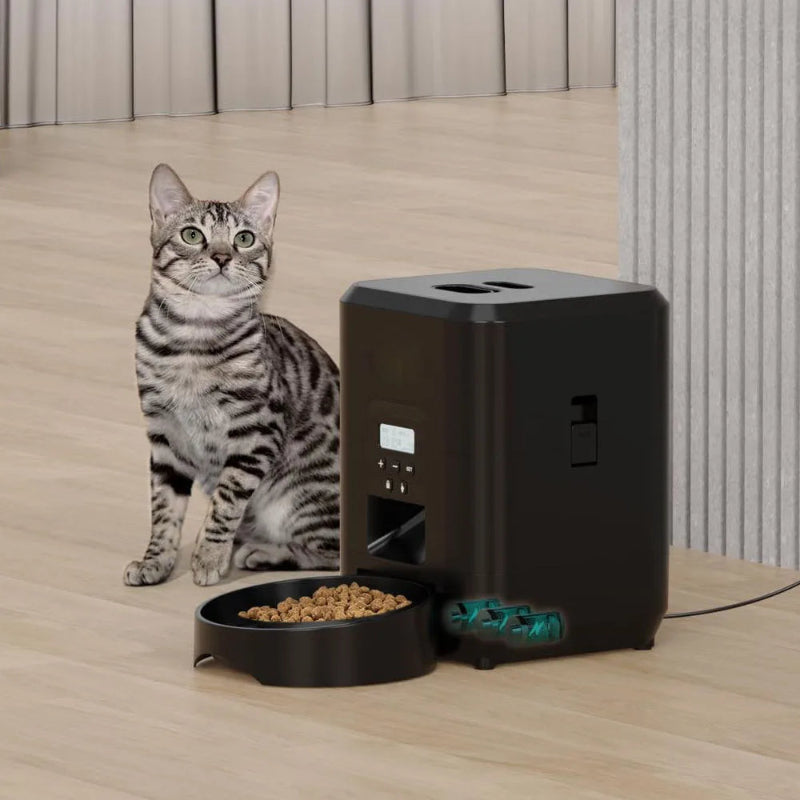 Alimentador Automático Inteligente - Gatos/Cães, Dispensador Quantitativo, Comida Lenta, LCD