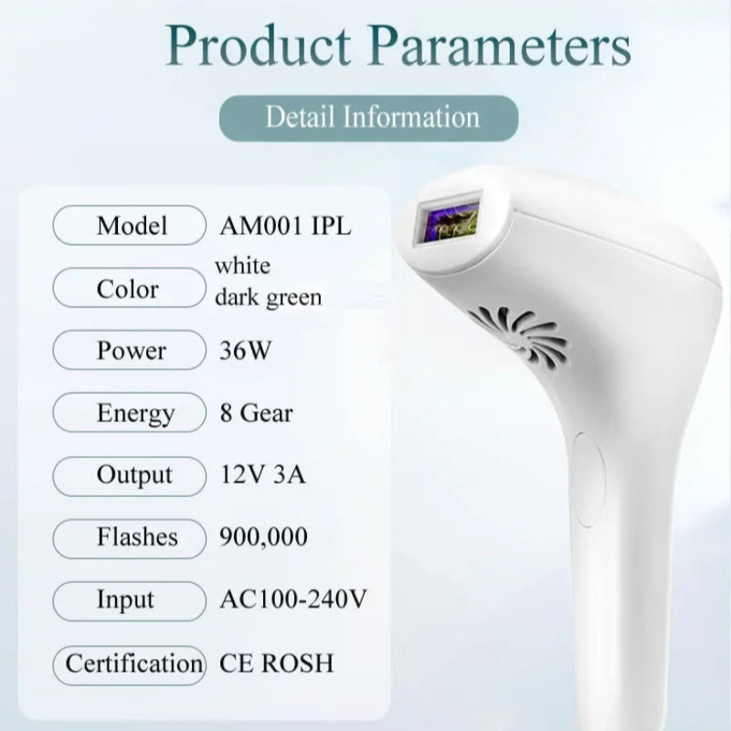 Depilador a Laser IPL Permanente 900.000 Flashes - Depilação Indolor, Casa, Corpo Inteiro