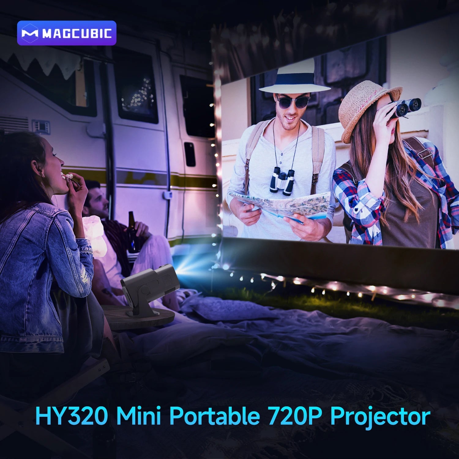 Projetor Magcubic HY320 - 720P Nativo, Android 11, WiFi 6, BT 5.0, 180° Rotativo, 4K