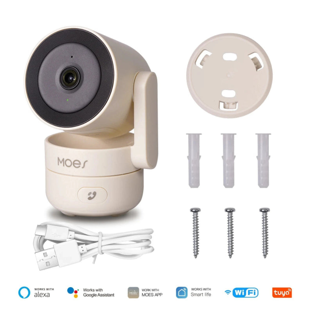 Câmara Segurança Interior WiFi 4MP PTZ MOES - Visão Noturna, Detecção Movimento/Som, Patrulha
