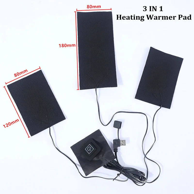 Almofada Aquecedora USB 3 Engrenagens - Temp. Ajustável, Roupa/Colete/Jaqueta, Lavável