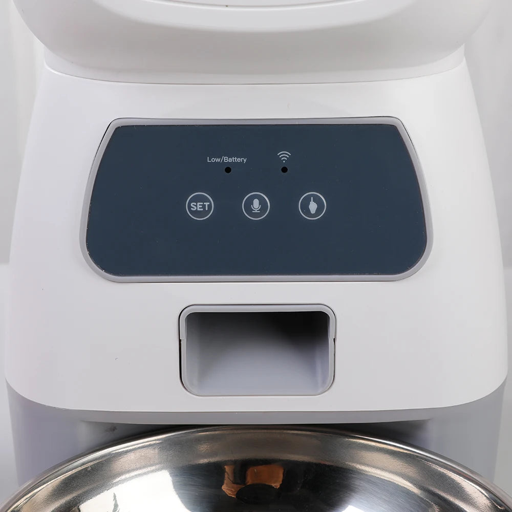 Alimentador Automático 3.5L - WiFi, Voz, Programável, Cães/Gatos, Aço Inox