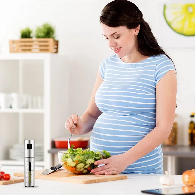 Frasco Spray Azeite Inox 304 com Doseador - Óleo, Vinagre, Temperos, Churrasco, Cozinha Saudável