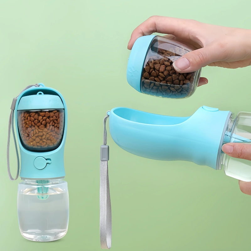 Garrafa Portátil 2 em 1 - Água e Comida para Cães e Gatos, Ideal para Viagens