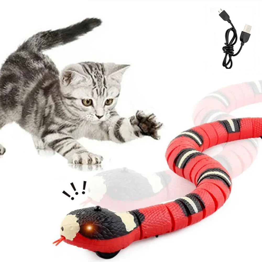 Brinquedo Interativo Gato Cobra Elétrica - Sensor Inteligente, USB, Movimento Realista